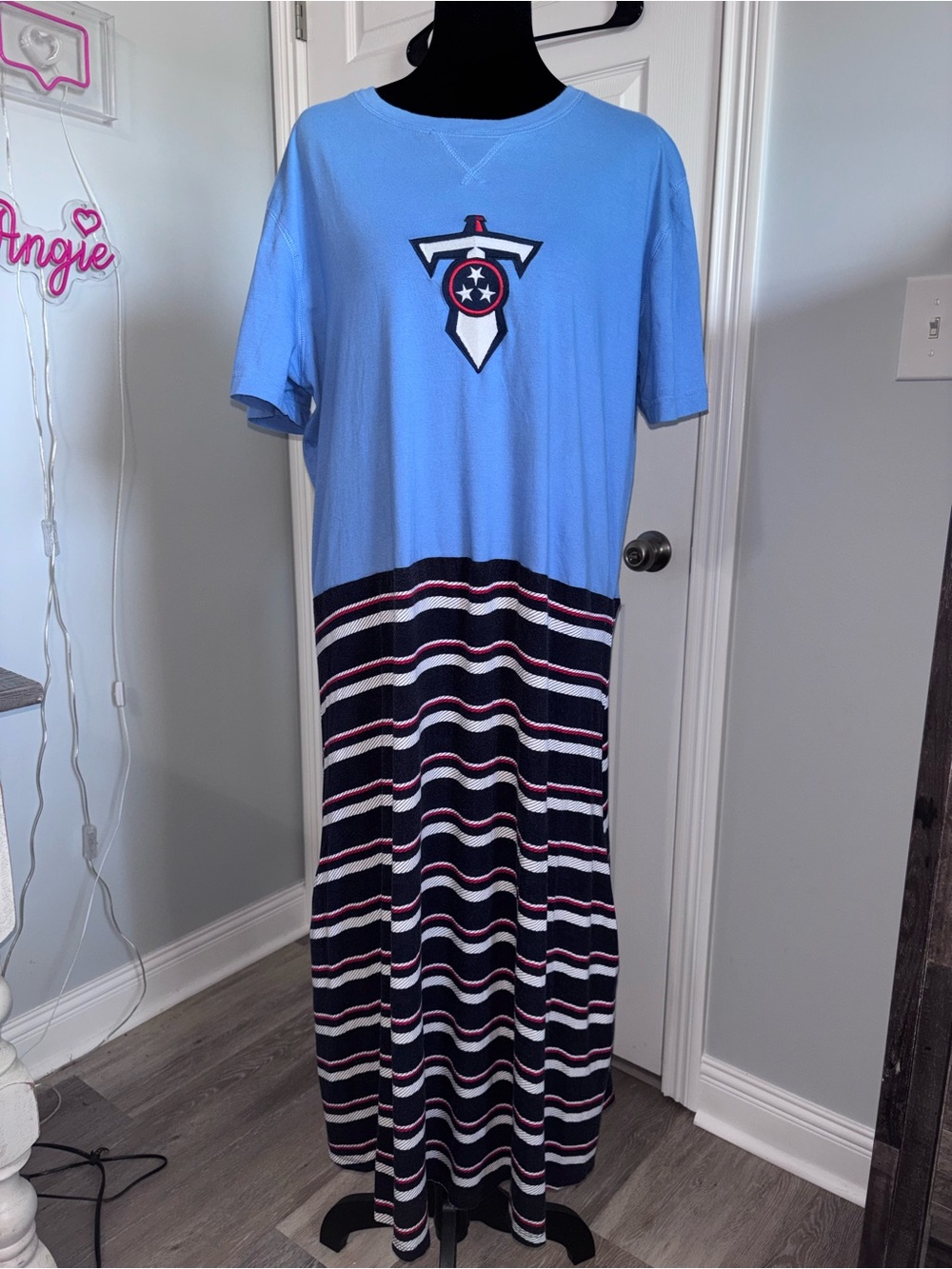 NFL Tennessee Titans upcycled one-of-a-kind Maxi Dress size XL